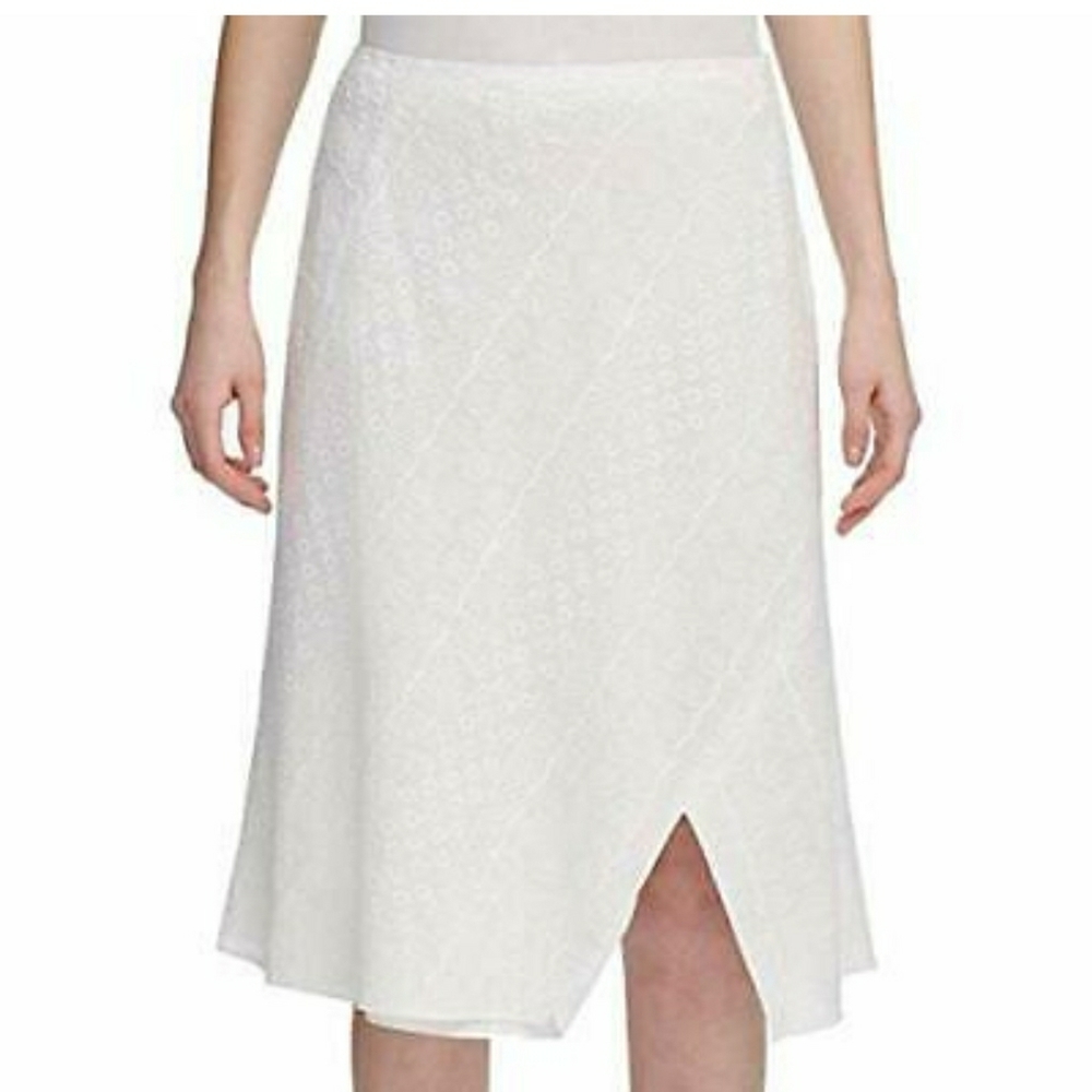 Calvin Klein Plus White Eyelet Split Hem Skirt